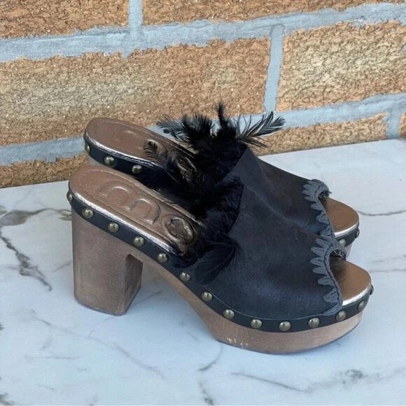 MOU HIGH HEEL WOOD CLOG SIZE 38/8 - Picture 1 of 11